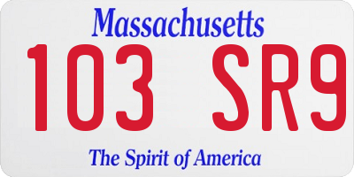 MA license plate 103SR9