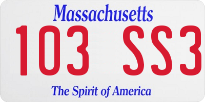 MA license plate 103SS3