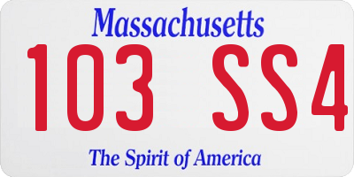 MA license plate 103SS4