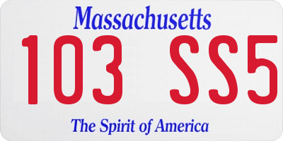 MA license plate 103SS5