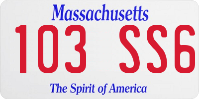 MA license plate 103SS6