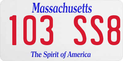 MA license plate 103SS8