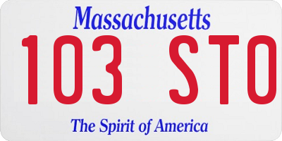 MA license plate 103ST0