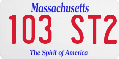 MA license plate 103ST2