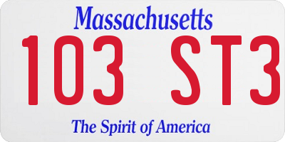 MA license plate 103ST3