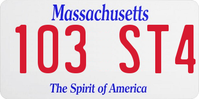 MA license plate 103ST4