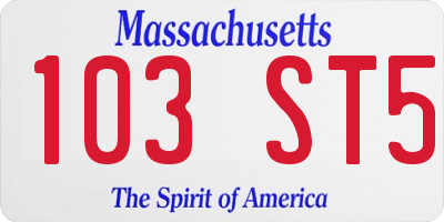 MA license plate 103ST5