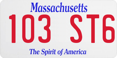 MA license plate 103ST6