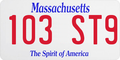 MA license plate 103ST9