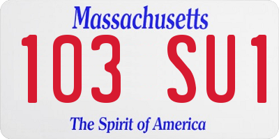 MA license plate 103SU1