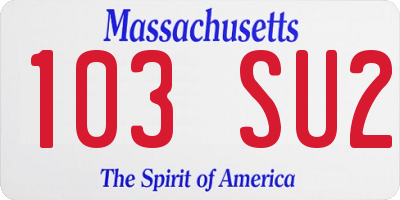 MA license plate 103SU2