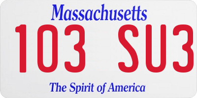 MA license plate 103SU3