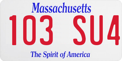 MA license plate 103SU4