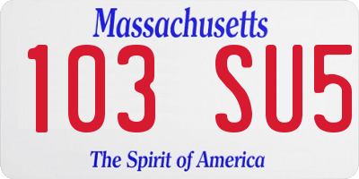 MA license plate 103SU5