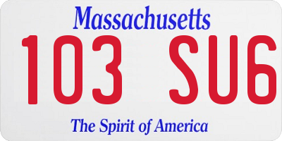MA license plate 103SU6