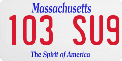 MA license plate 103SU9