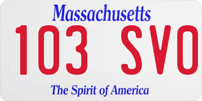 MA license plate 103SV0