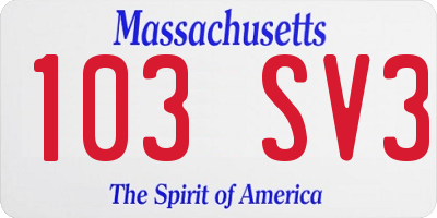 MA license plate 103SV3