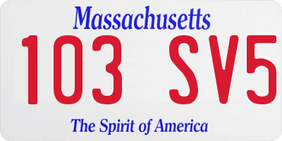MA license plate 103SV5