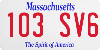 MA license plate 103SV6