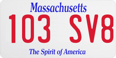 MA license plate 103SV8