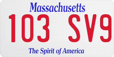 MA license plate 103SV9