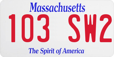 MA license plate 103SW2