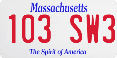 MA license plate 103SW3