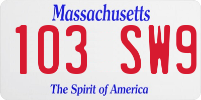 MA license plate 103SW9