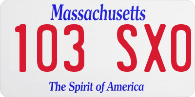 MA license plate 103SX0