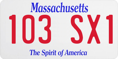 MA license plate 103SX1