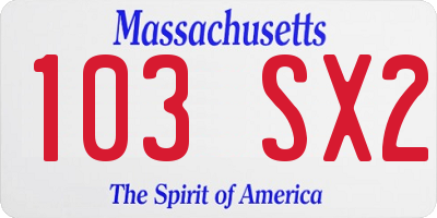 MA license plate 103SX2