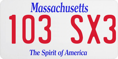 MA license plate 103SX3