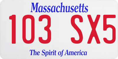 MA license plate 103SX5