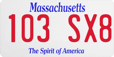 MA license plate 103SX8