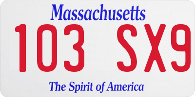 MA license plate 103SX9
