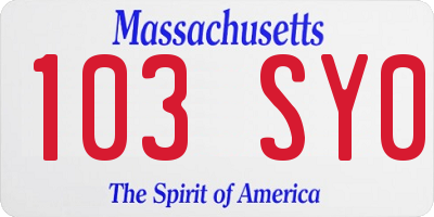 MA license plate 103SY0