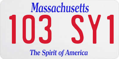 MA license plate 103SY1