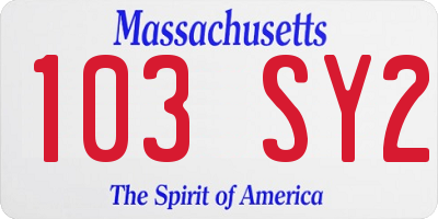 MA license plate 103SY2