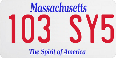 MA license plate 103SY5