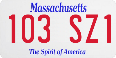 MA license plate 103SZ1