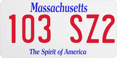 MA license plate 103SZ2