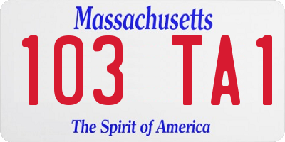 MA license plate 103TA1