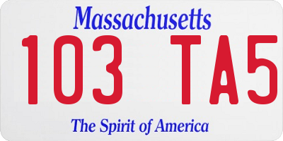 MA license plate 103TA5