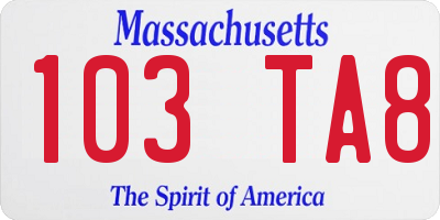 MA license plate 103TA8