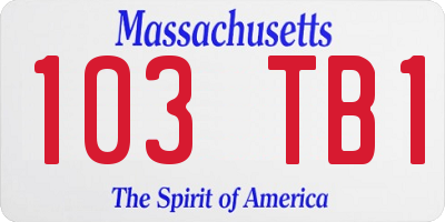 MA license plate 103TB1
