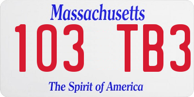 MA license plate 103TB3