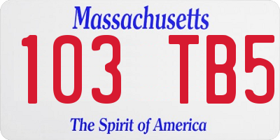 MA license plate 103TB5