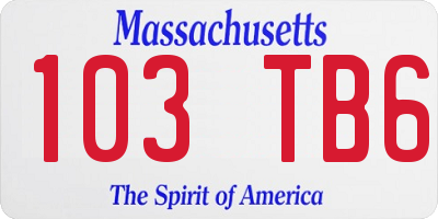 MA license plate 103TB6