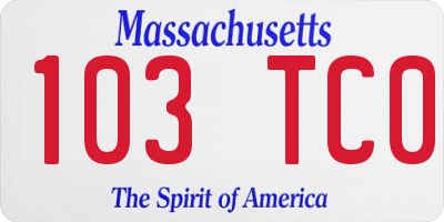 MA license plate 103TC0